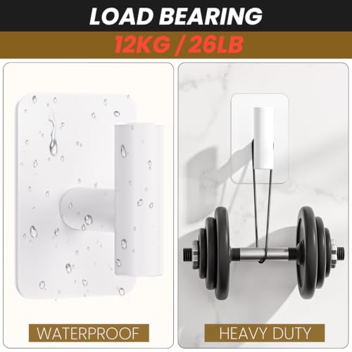 Heavy Duty Adhesive Hooks - 26lb Max, Sticky Wall Hooks Waterproof Stainless Steel for Hanging Towel, Coat, Robe, Towel Hooks Stick on Bathroom, Kitchen, Shower, Door (White, 4 Pack) - color: White-Cylinder4