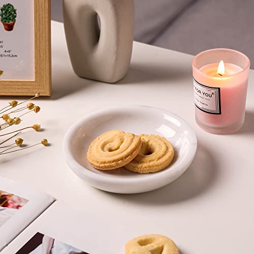 Natural Marble Travertine Ring Dish Jewelry Tray 5.5" for Women, Marble Trinket Dish for Key Earring Nightstand, Mother's Day Engagement Birthday Gift - Italian White - color: Italian White