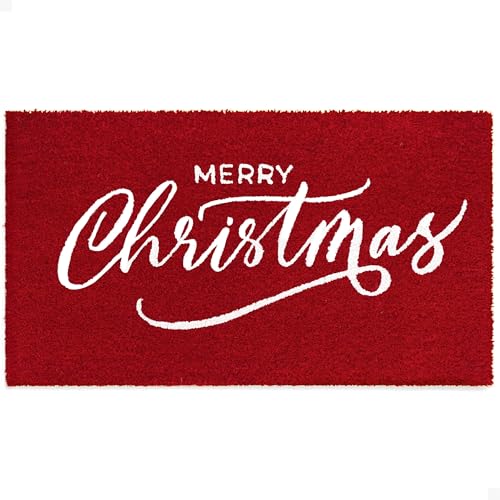 Christmas Door Mat - Welcome Mat for Front Door with Non-Slip Backing - Durable Doormat - Perfect for Outside Entrance Matt - Outdoor/Indoor - Red Christmas - 17" x 30" - color: Red Christmas