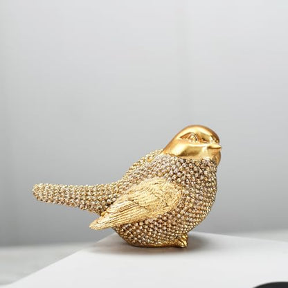 Set of 2 Pcs Small Gold Birds Statues Home Decor Modern Style Decorative Ornaments for Living Room Decor, Bedroom, Office Desktop, Cabinets Collectible Bird Figurine