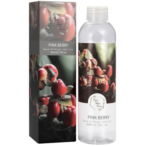 Reed Diffuser Refill/Pink Berry 200ml (6.76 fl.oz), Reed Diffuser Oil Home Fragrance for Bathroom, Bedroom, Office Decor - color: Pink Berry