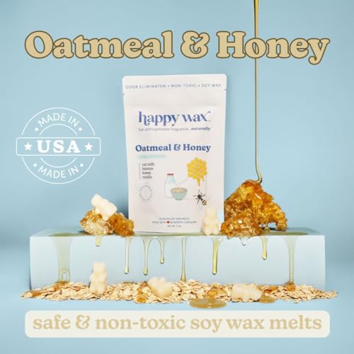 Happy Wax Odor Eliminating Scented Soy Wax Melts – Oatmeal & Honey – Pet-Safe, Non-Toxic, Perfect for Use with Wax Warmers - for Home Fragrance & Freshness - 4 oz Pouch - color: Oatmeal & Honey