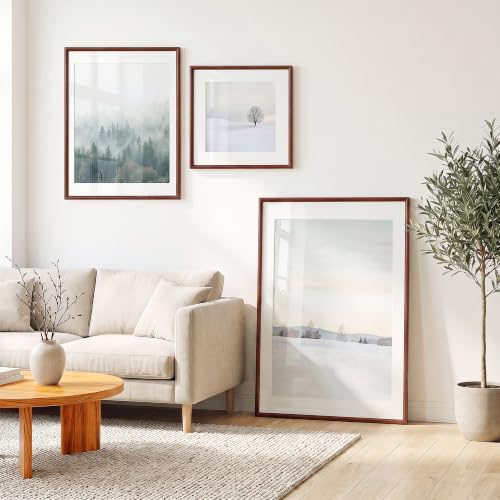 Acovy 9x12 Picture Frame, Natural Solid Mahogany Wood | Handcrafted Wooden Frame, Matted to 6x8, High Definition Tempered Glass, Wall Hook Included - color: Mahogany, size: 9"x12"