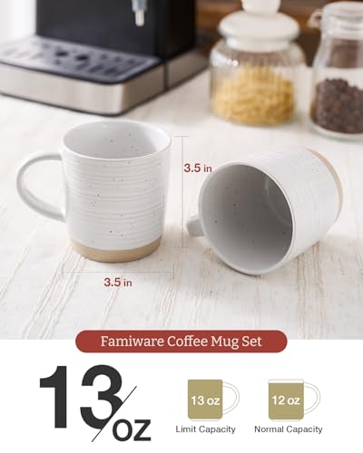 famiware Coffee Mugs Set of 4, 13 oz Mug Set, Ceramic Cup Set with Handle | Stoneware Mug for Coffee, Tea, Latte, Cappuccino, Microwave and Dishwasher Safe, Constellation Series，White - color: Constellation-White, size: 4 Count (Pack of 1)