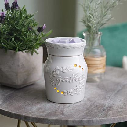 Candle Warmers ETC. Illumination Fragrance Warmer- Light-Up Warmer for Warming Scented Candle Wax Melts and Tarts or to Freshen Room, White Holiday Gather - size: Gather