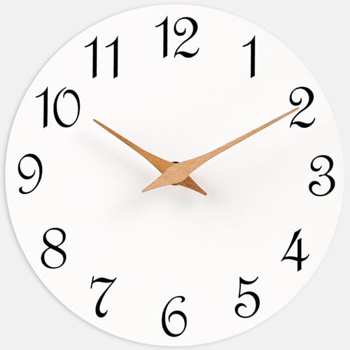 Wall Clock Silent Non-Ticking Battery Operated Simple Wooden 14" | Analog Kitchen Home Bathroom Living Room Bedroom Office Mordern Simple - color: F_white, size: 14 Inch