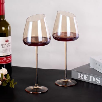 KAMMAK Crystal Red Wine Glasses Set of 2, 16.06 oz Stemmed Glasses, XH012 | Hand Blown, Bordeaux Wine Glasses, Thin Rim & Long Stem, Red & White, Daily Use, Wedding or Birthday Gift for Women - size: 8KPXH012