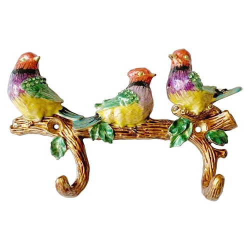 Vintage Bird Shaped Decorative Wall Hook Rack Hanger for Hanging Clothes Coats Towels Keys Hats, 1 Pack Antique Metal Mounted Wall Hook - color: 3 Birds
