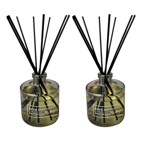 Bellevue Reed Diffuser, 6 fl oz Glass Filled Diffuser, Highly Concentrated Fragrances with Essential Oils, Home Fragrance, Scent:Driftwood Sand (Pack of 2) - size: PACK OF 2