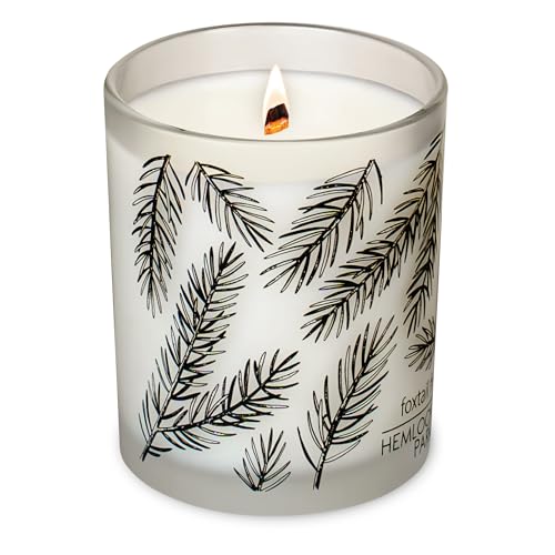 Hemlock Park Foxtail Fir Frosted Crackling Wood Wick Candle | 7.2 oz | Coconut Apricot Wax | Crackling Wood Wick | Botanical Fragrance | Made in USA
