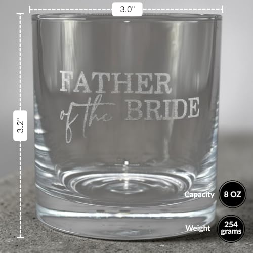 Father of the Bride Whiskey Glass Gift Set, 2 Engraved Rocks Glasses with Whiskey Stones, Wedding Gift (8 Ounce) - size: 8 Ounces