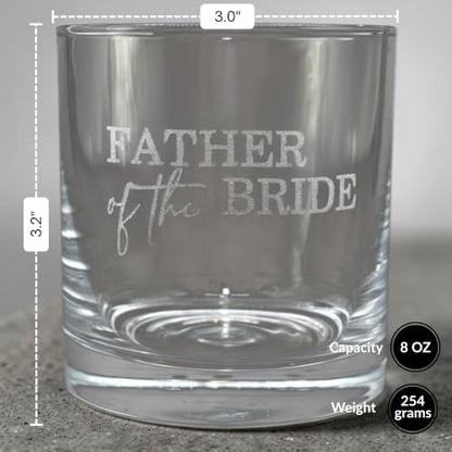 Father of the Bride Whiskey Glass Gift Set, 2 Engraved Rocks Glasses with Whiskey Stones, Wedding Gift (8 Ounce) - size: 8 Ounces