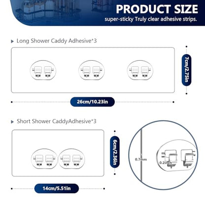 Shower Caddy Adhesive Replacement Stickers - 6 Pack No Drilling Shower Caddy Adhesive Strips, Strong Adhesive Hooks for Shower Caddy Bathroom Storage Shelves and Kitchen Racks & Soap Holder - color: Transparent-6 Pack