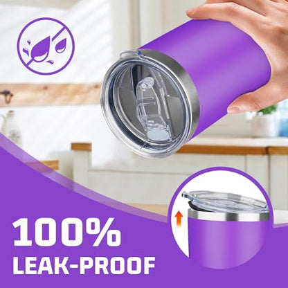 20oz Tumbler with Lid Double Wall Vacuum Insulated Travel Coffee Mug Stainless Steel Thermal Cup Powder Coated Sturdy Coffee Tumbler Bulk for Hot and Cold Beverage (Purple,4) - color: Purple, size: 20 Ounces (4 Pack)