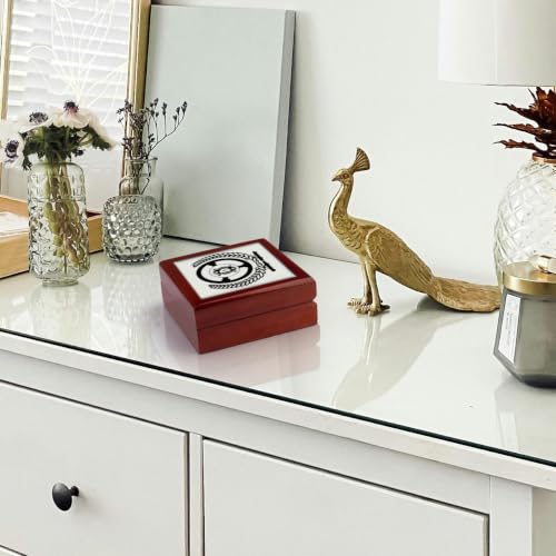 3dRose Laurel wreath, steering wheel, two cars. Charming letter D Jewelry Box 7 x 7 inch with 4 inch tile