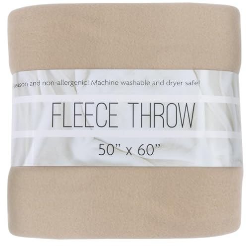 50x60 Throw Blankets, Ultra Soft Hypoallergenic Fleece Fall Throw Blanket for Livingroom, Couch, Chair, Bed, Beige Khaki - color: Sandy Khaki