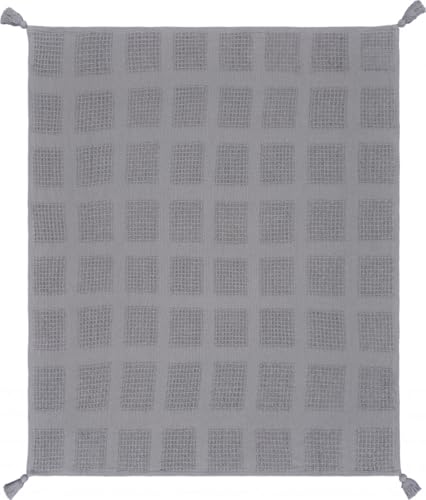 50" X 60" Gray Woven Cotton Throw Blanket with Tassels