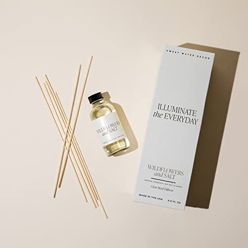 Sweet Water Decor Wildflowers and Salt Reed Diffuser Set - Lemon, Rosemary, and Leafy Green Scented Diffusers - Scent Diffusers for Home, Long Lasting Fragrance, Made in the USA - style: Wildflowers and Salt