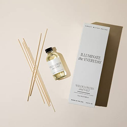 Sweet Water Decor Wildflowers and Salt Reed Diffuser Set - Lemon, Rosemary, and Leafy Green Scented Diffusers - Scent Diffusers for Home, Long Lasting Fragrance, Made in the USA - style: Wildflowers and Salt