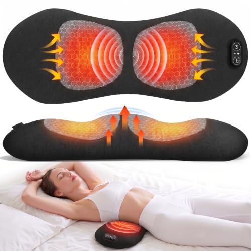 CHANCEE Cordless Electric 3 in 1 Lumbar Support Pillow with Heat (Black) | Triple Fusion Back Massager for Lower Back Pain Relief,Soothing Massage & Spinal Traction, Using for Chair, Car & Bed - color: Black