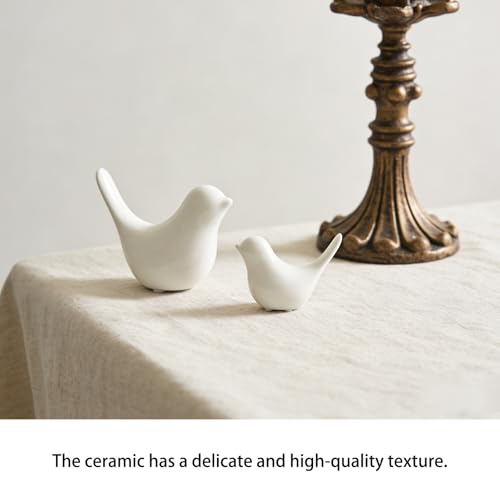 White Bird Figurines, Small Animal Statues, Ceramic Home Decor, Modern Decorative for Office, Bookshelf, Bedroom, Living Room, 2 Pieces