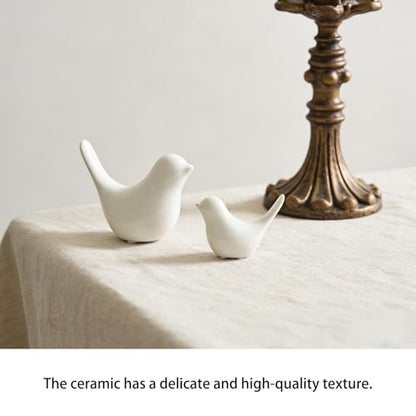 White Bird Figurines, Small Animal Statues, Ceramic Home Decor, Modern Decorative for Office, Bookshelf, Bedroom, Living Room, 2 Pieces