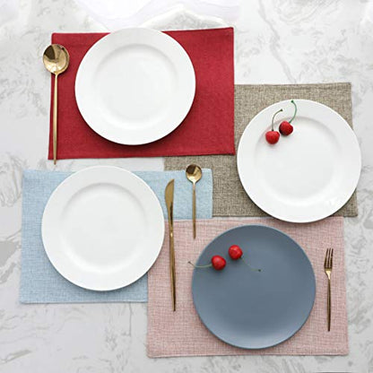 Home Brilliant Cotton Linen Placemats Set of 6 Heat Resistant Textured Place mats Washable Cloth Placemats for Kitchen Dining Table, Natural Linen - color: Natural Linen, size: Placemats 13" x 19", Set of 6