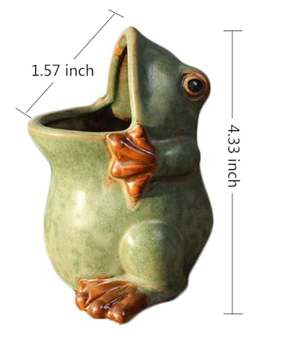 Cute Animal Shaped Vase Pot Home Decoration for Small Succulent Plants Cartoon Flower Pot Ceramic Succulent Planter with Drainage Hole Succulent Holder (Small Frog) - size: Small Frog