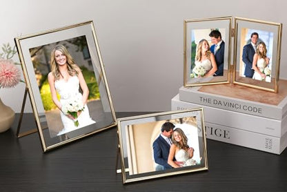 Gold 10x12 Floating Frame 2 Pack for Photo Sizes(7x9''8x10'',8.5x11''),Adjustable Tabletop/Shelf Floating Picture Frame 8x10'',Classy Gift Choice for Wedding,Christmas,Home or Office Decor - size: 10x12''(2PK)