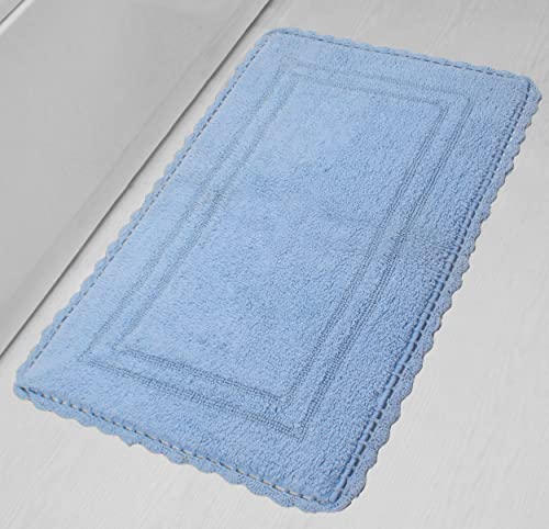 Home Weavers Casual Elegance Reversible Bathmat 100% Cotton Bathroom Rugs Set, Washable Rug, Extra Soft and Absorbent Bath Rug, Kitchen Mat, Bath Mat Set, Non Slip Mat, 24"x40" Rectangle, Blue - color: Blue, size: 2' x 3'4" (Rectangular)