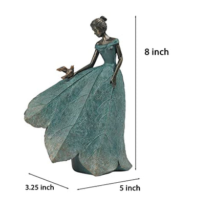 Guichifun Fairy Statue, Leaf Angel Girls, 5.5 x 3.25 x 8 Inch - color: Green-bird, size: Small