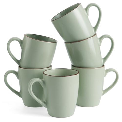 famiware Venus Coffee Mugs Set of 6, 13 oz Ceramic Stoneware Mug Cup Set | Coffee Mug with Handle for Tea, Latte, Cappuccino, Cocoa, Milk, Microwave and Dishwasher Safe, Light Green - color: Light Green, size: 6pcs