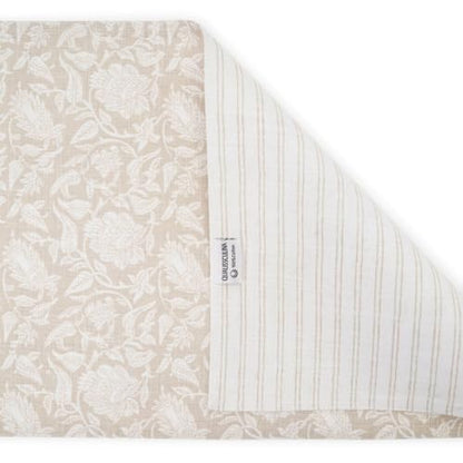 100% Cotton Table Runner 72x13 Inch, Reversible Printed Table Runner, Durable & Elegant for Dining Table, Wedding, Restaurant, Oeko-TEX Certified - Beige - color: Floral Printed Beige