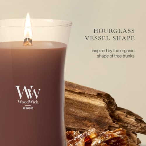WoodWick Redwood Holiday Candle Gifts for Women and Men, 21.5 oz Large Hourglass Candle with Crackling Wick - color: Redwood, size: 21.5oz