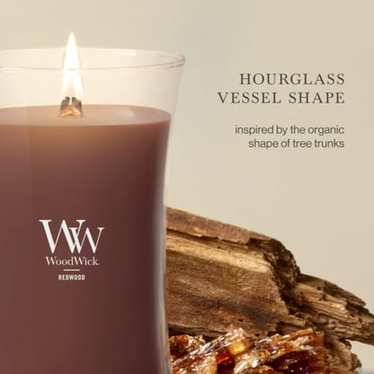 WoodWick Redwood Holiday Candle Gifts for Women and Men, 21.5 oz Large Hourglass Candle with Crackling Wick - color: Redwood, size: 21.5oz
