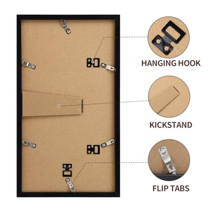 Fixwal 8x14 Collage Picture Frame, Holds Three 4x6 Photos, PVC | Shatter Resistant Plastic Cover, Wall or Tabletop Decor - size: 8x14（3-4x6）