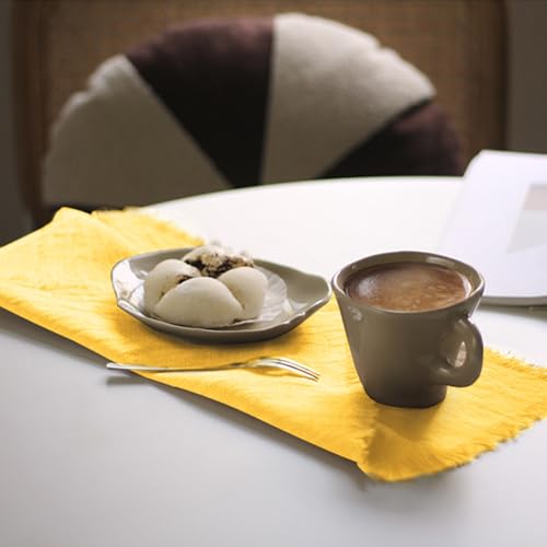Handmade Cloth Napkins 100% Cotton Napkins with Fringe，Delicate Handmade Cloth Napkins for Dinners, Parties, Weddings and More，(18 x 18 Inch Set of 4) - Yellow - color: Yellow