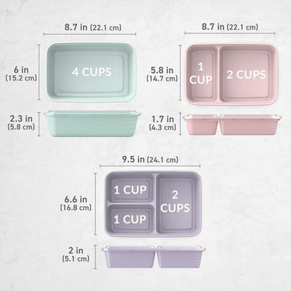 Bentgo Prep Meal Prep Kit, 1, 2 & 3-Compartment Containers, 60 Piece Set | Portion Control, Stackable, Microwave, Freezer & Dishwasher-Safe, Reusable, PFAS & BPA-Free (Floral Pastels) - color: Floral Pastels