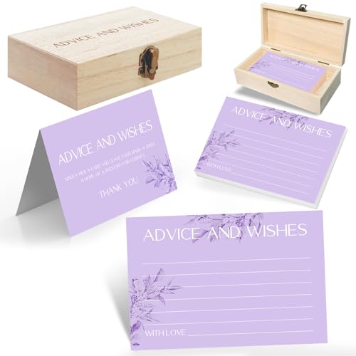 60pcs Lavender Eucalyptus Advice and Wishes Cards, 5.7"x3.8" Wedding Advice Cards for Bridal Shower, 250gsm Thick Paper Wedding Guest Book Alternative, for Mr & Mrs Engagement Party - color: BLUE