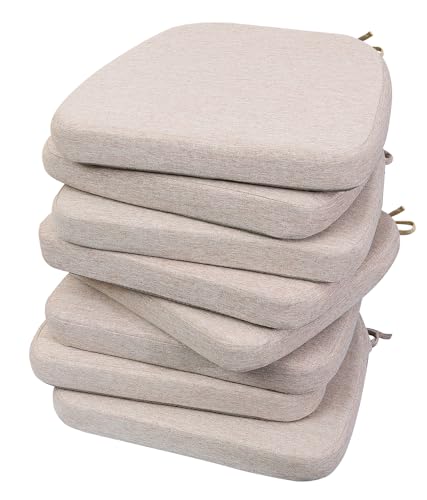 AAAAAcessories D-Shaped Chair Cushions, 2" Thick Dining Chair Pads with Ties and Removable, Machine-Washable Cover, 17" x 16", Set of 8, Oatmeal Beige - color: Oatmeal Beige, size: 8 Count(Pack of 1)