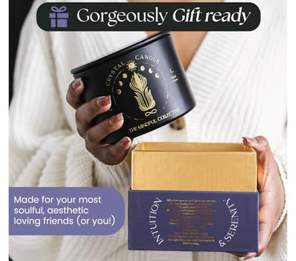 Large Candles for Women - 12oz Soy Wood Wick Candles that Crackle with Crystals and Healing Stones. Non-Toxic Scented, Luxury Aromatherapy (Crystal Black Candle) - style: Crystal Black Candle
