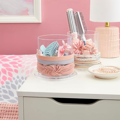 STORi Bella 2-Pack Headband and Scrunchie Holder | Clear Plastic Organizer Display Stand | Holds Hair Ties, Accessories, and Jewelry | Made in USA - style: Headband Holder Set of 2