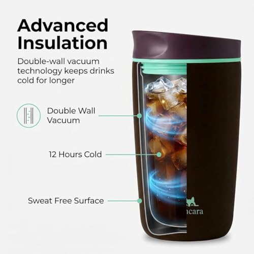 12 oz coffee tumbler Insulated coffee mug with lid Slider Insulated Stainless Steel Coffee Tumbler, Travel Mug for Hot and Iced Beverages insulated travel coffee mug (black) - color: Black