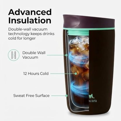 12 oz coffee tumbler Insulated coffee mug with lid Slider Insulated Stainless Steel Coffee Tumbler, Travel Mug for Hot and Iced Beverages insulated travel coffee mug (black) - color: Black