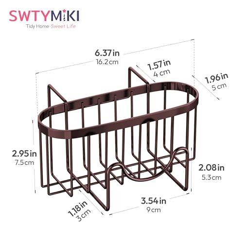 SWTYMIKI Sponge Holder for Kitchen Sink - Movable Kitchen Sink Caddy with M Shape Hook, Stainless Steel Hanging Sponge Caddy for Dish Sponge, Brush, Stopper Organizer in Double Bowl Sink, Bronze - color: Bronze-regular