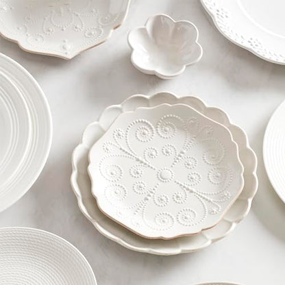 Lenox French Perle Scallop White Stoneware 18-Piece Dinnerware Set for 6 | dishwasher safe | plates and bowls sets for kitchen and dining | 11 inch plate, dish set, dishes | 2.25 inch, 16oz - style: 18-Piece Dinnerware Set