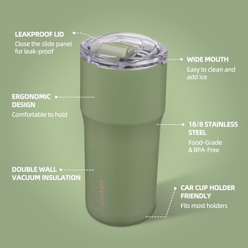 BJPKPK 20oz Spill Proof Coffee Tumbler, Insulated Stainless Steel Cup | Double Wall Vacuum, Leakproof Lid, Keeps Hot/Cold/Iced, BPA Free, Dishwasher Safe, Cupholder, Travel, Forest Green - color: Forest Green