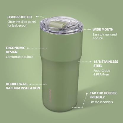 BJPKPK 20oz Spill Proof Coffee Tumbler, Insulated Stainless Steel Cup | Double Wall Vacuum, Leakproof Lid, Keeps Hot/Cold/Iced, BPA Free, Dishwasher Safe, Cupholder, Travel, Forest Green - color: Forest Green