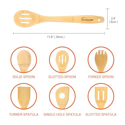 Bamboo Spatula Spoon (Sey of 6) | Nonstick Kitchen Utensil Set Cooking Utensil Set, Bamboo Wooden Spoons for Cooking Wood