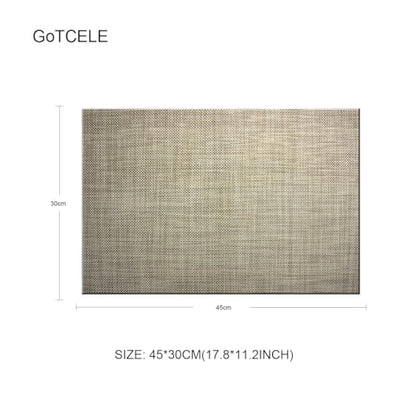 Dinner Mats Easy to Clean for Dining Table Woven Vinyl Placemats Heat Resistant 12x18 inche Table Mats Set of 6（Khaki） - color: Khaki, size: placemats set of 6